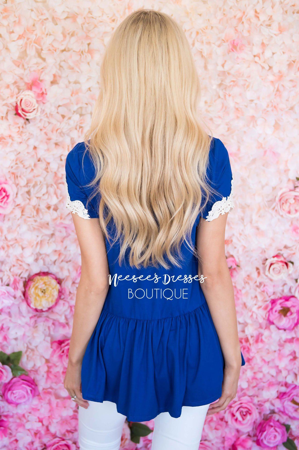 Be Bold Crochet Sleeve Top Modest Dresses vendor-unknown 