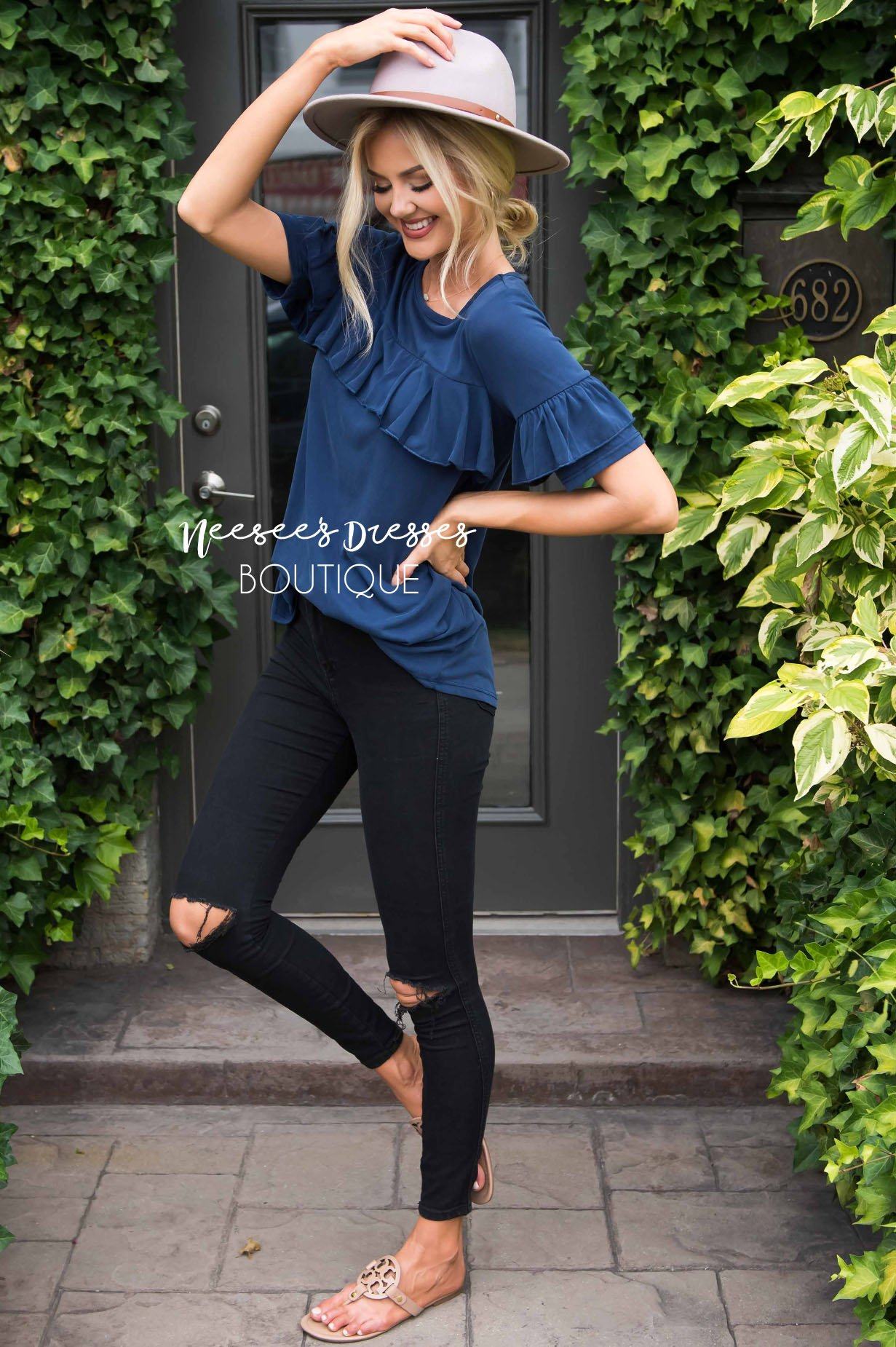 Grateful Heart Ruffle Top Tops vendor-unknown 