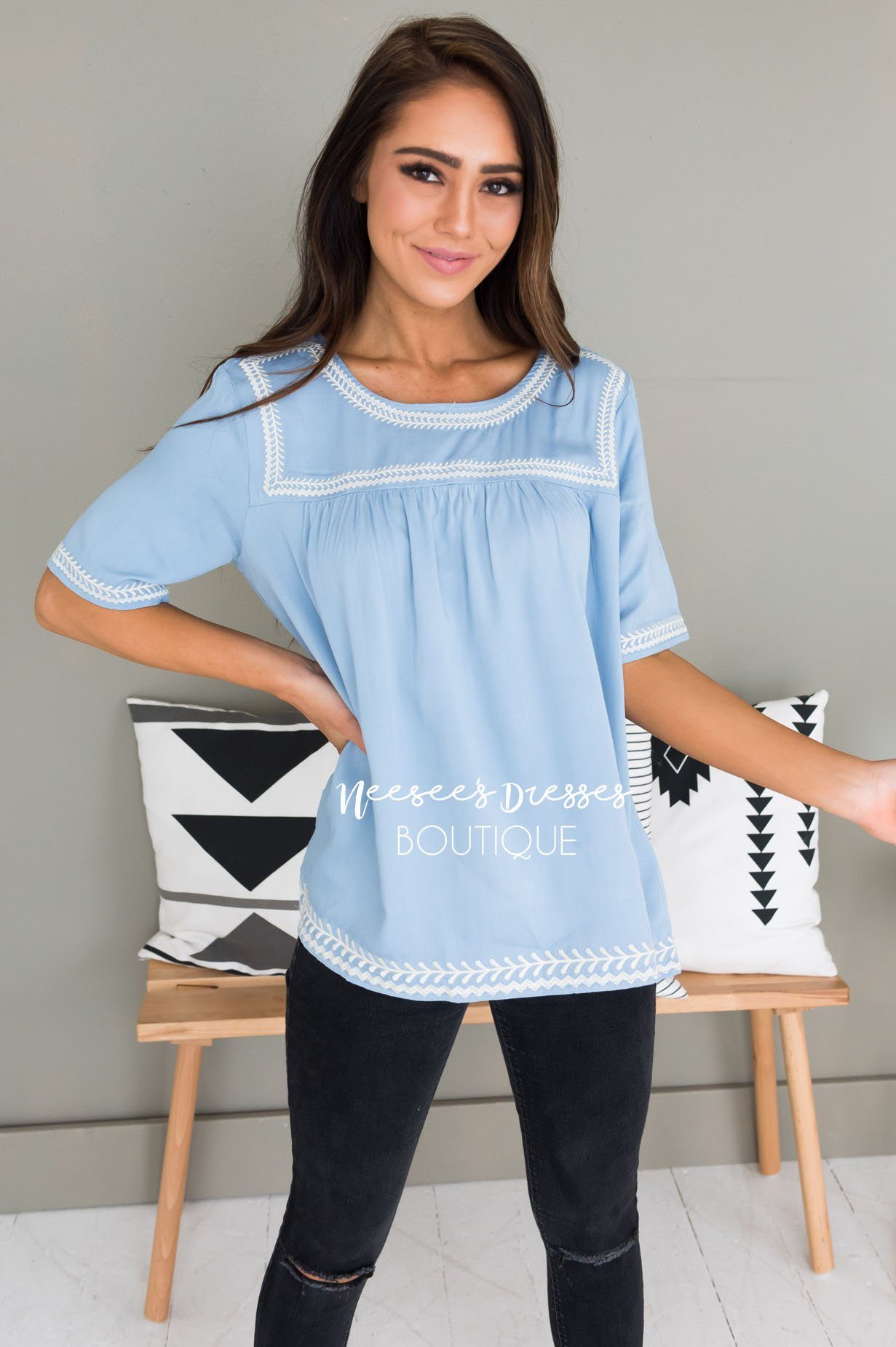 Always Charming Modest Blouse Tops vendor-unknown 