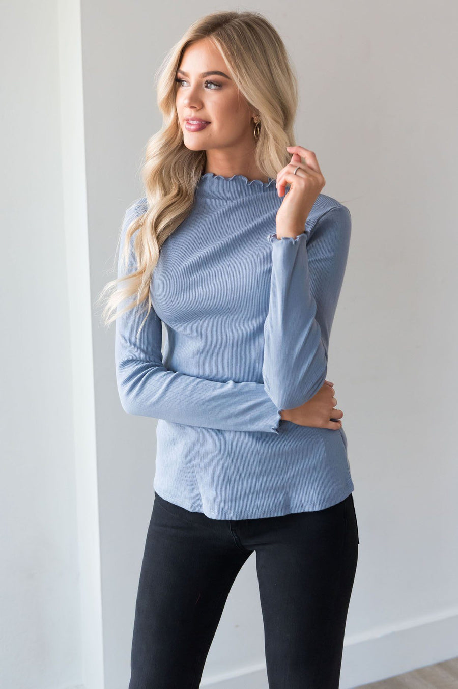 Whenever Needed Ribbed Modest Top