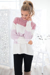 Blush Beauty Color-Block Sweater Modest Dresses vendor-unknown