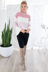 Blush Beauty Color-Block Sweater Modest Dresses vendor-unknown