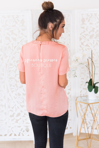 The Blooming Dahlia Modest Satin Blouse Tops vendor-unknown