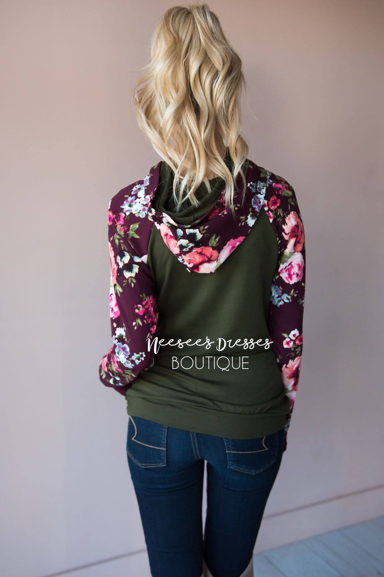 Bold and Brave Floral Hoodie Modest Dresses vendor-unknown 