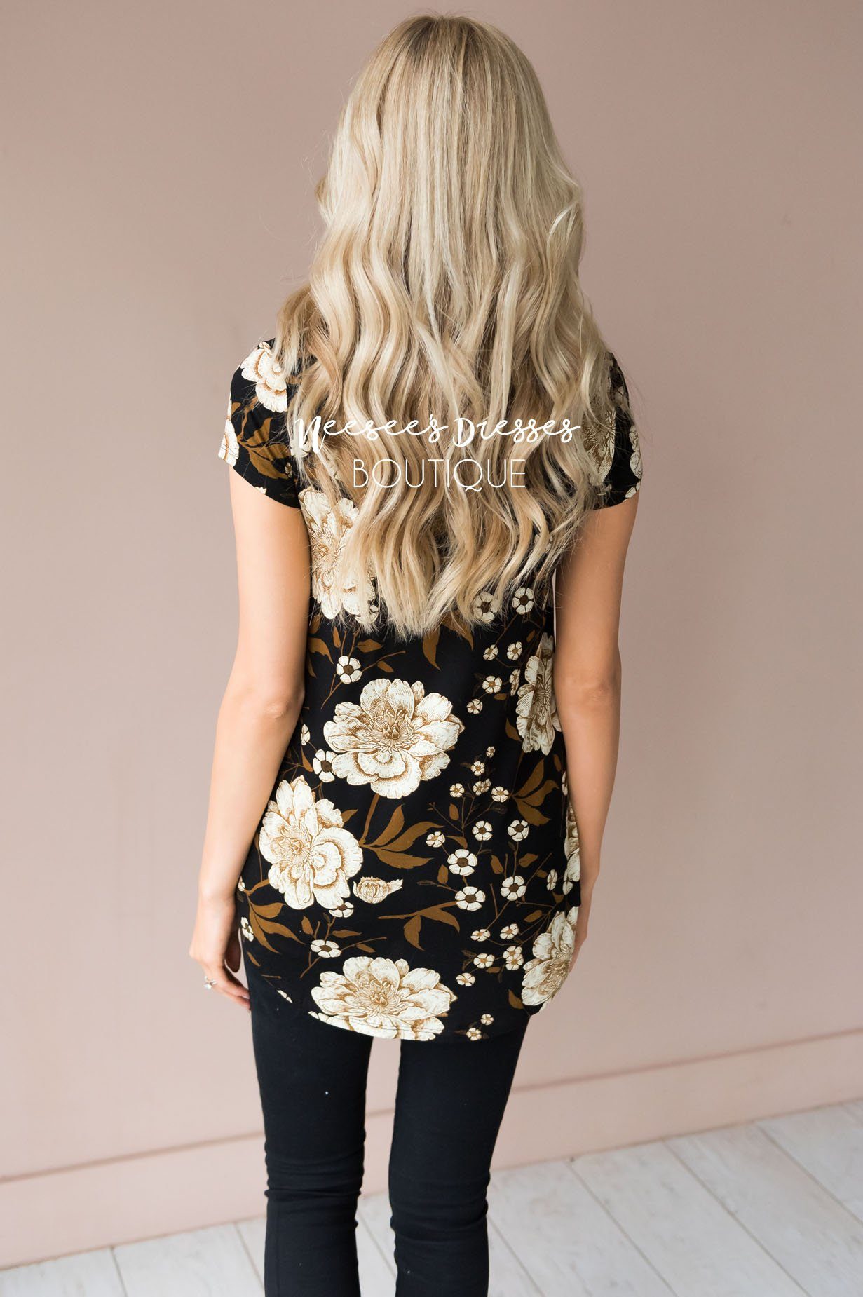 Bold Gold Floral Blouse Tops vendor-unknown 