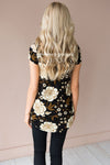 Bold Gold Floral Blouse Tops vendor-unknown