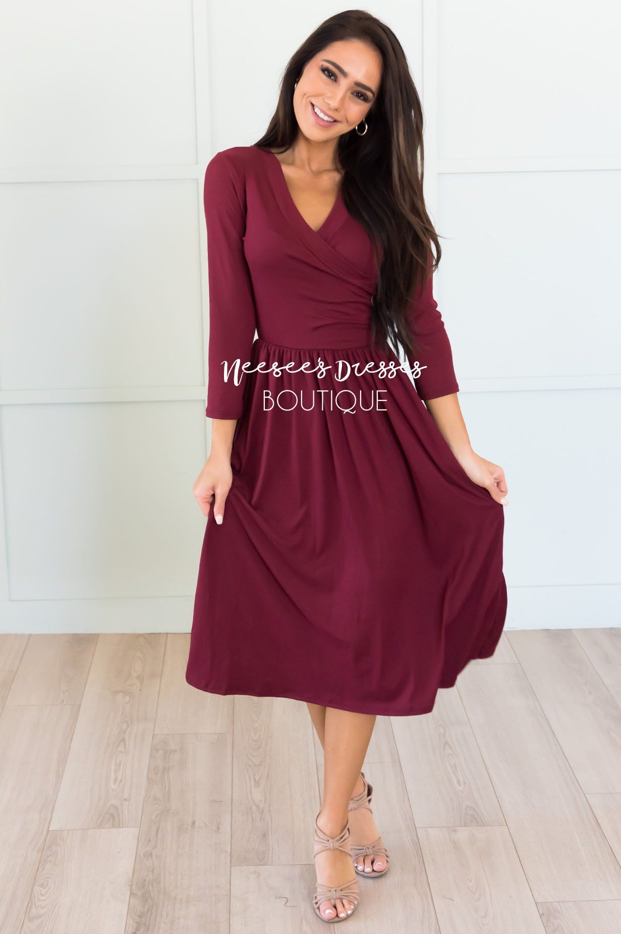 The Brandi 3/4 Length Sleeves Modest Dresses vendor-unknown 
