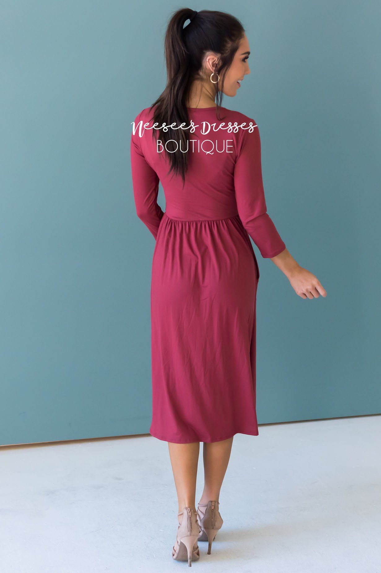The Brandi 3/4 Length Sleeves Modest Dresses vendor-unknown 