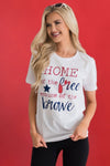 Home of the Free Because of the Brave Graphic Tee Modest Dresses vendor-unknown