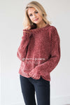 Soft Chenille Contrast Stitch Knit Sweater Tops vendor-unknown