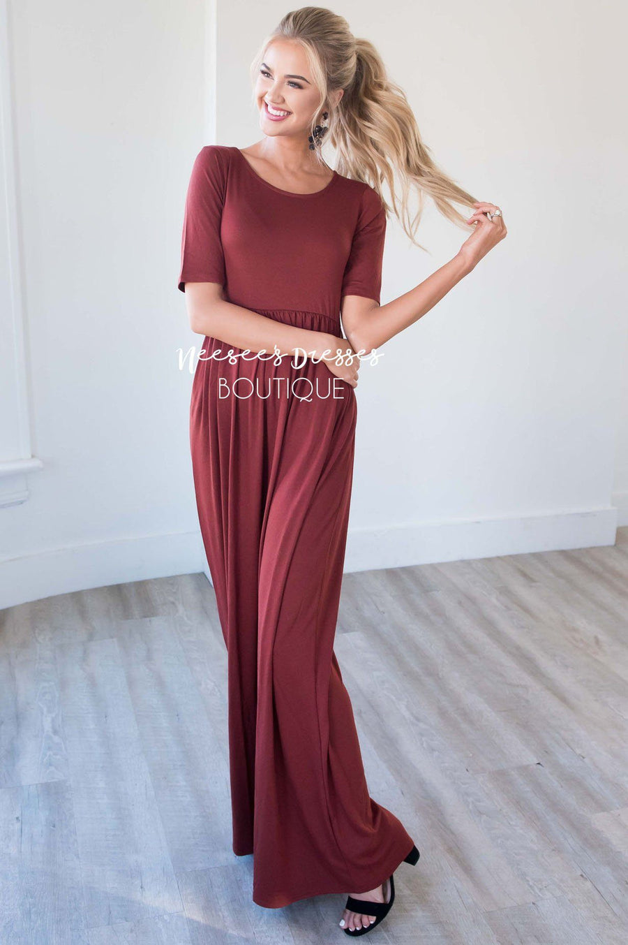 The Ritchie 3/4 Length Sleeve Maxi Dress Modest Dresses vendor-unknown 
