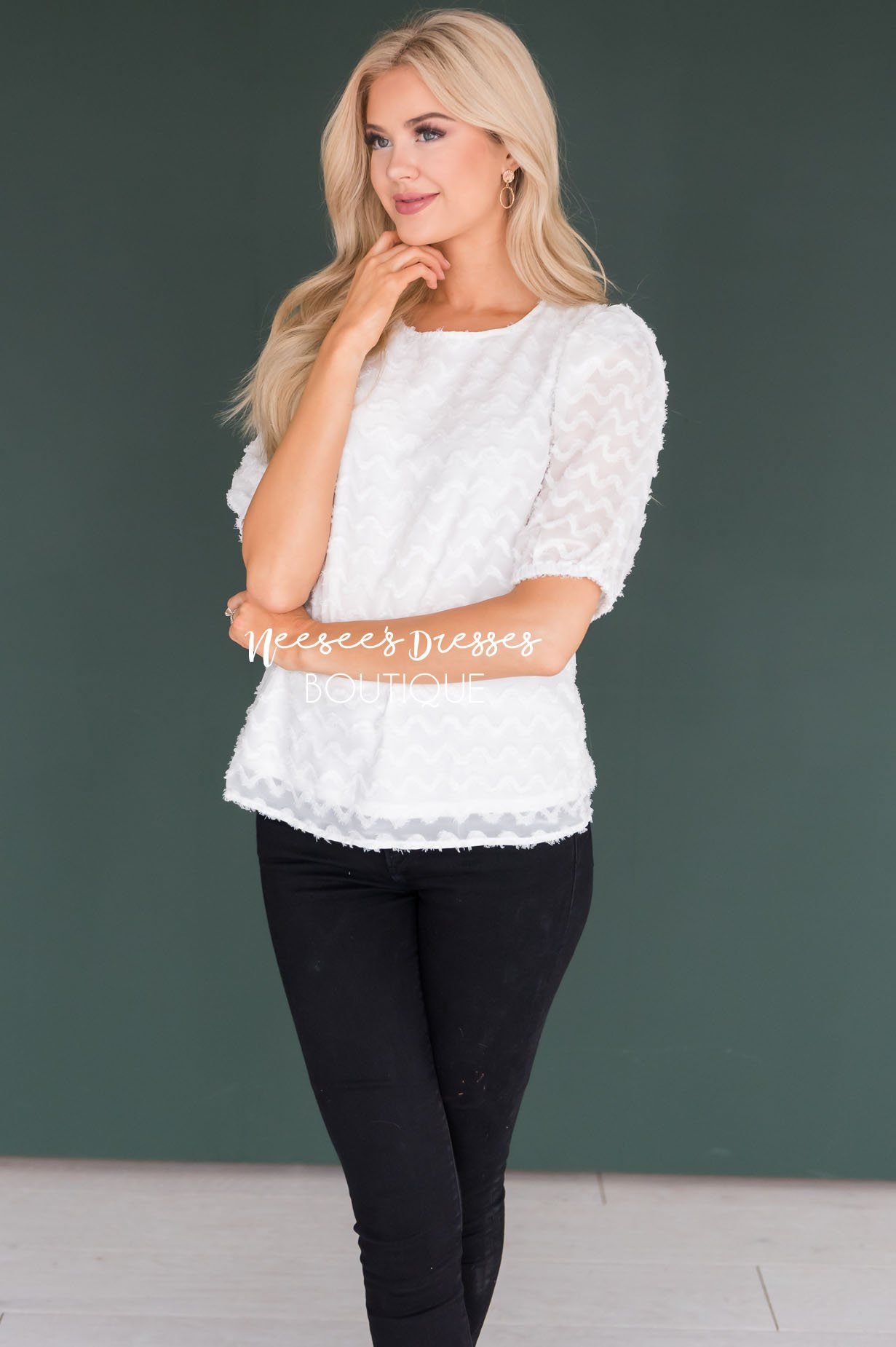 Brighter Days Textured Blouse Tops vendor-unknown 