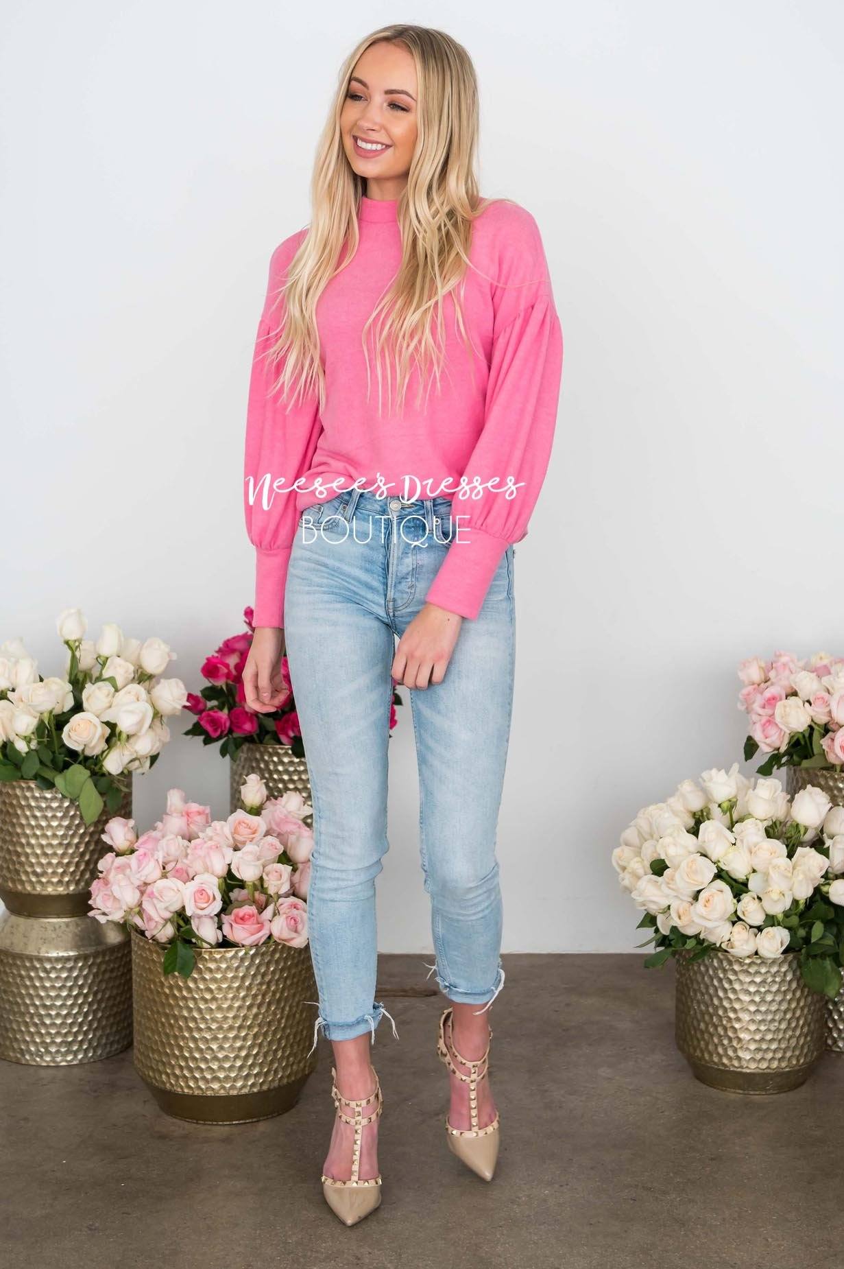 Hugs & Kisses Bubble Sleeve Sweater Tops vendor-unknown 