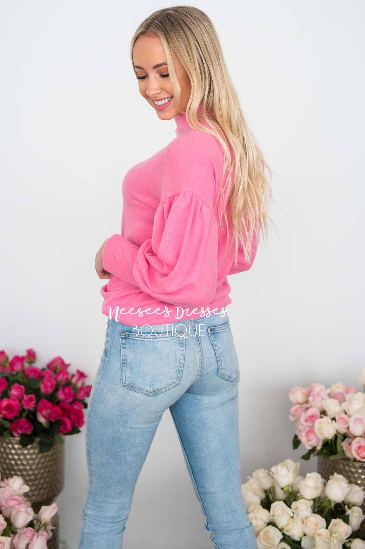 Hugs & Kisses Bubble Sleeve Sweater Tops vendor-unknown 