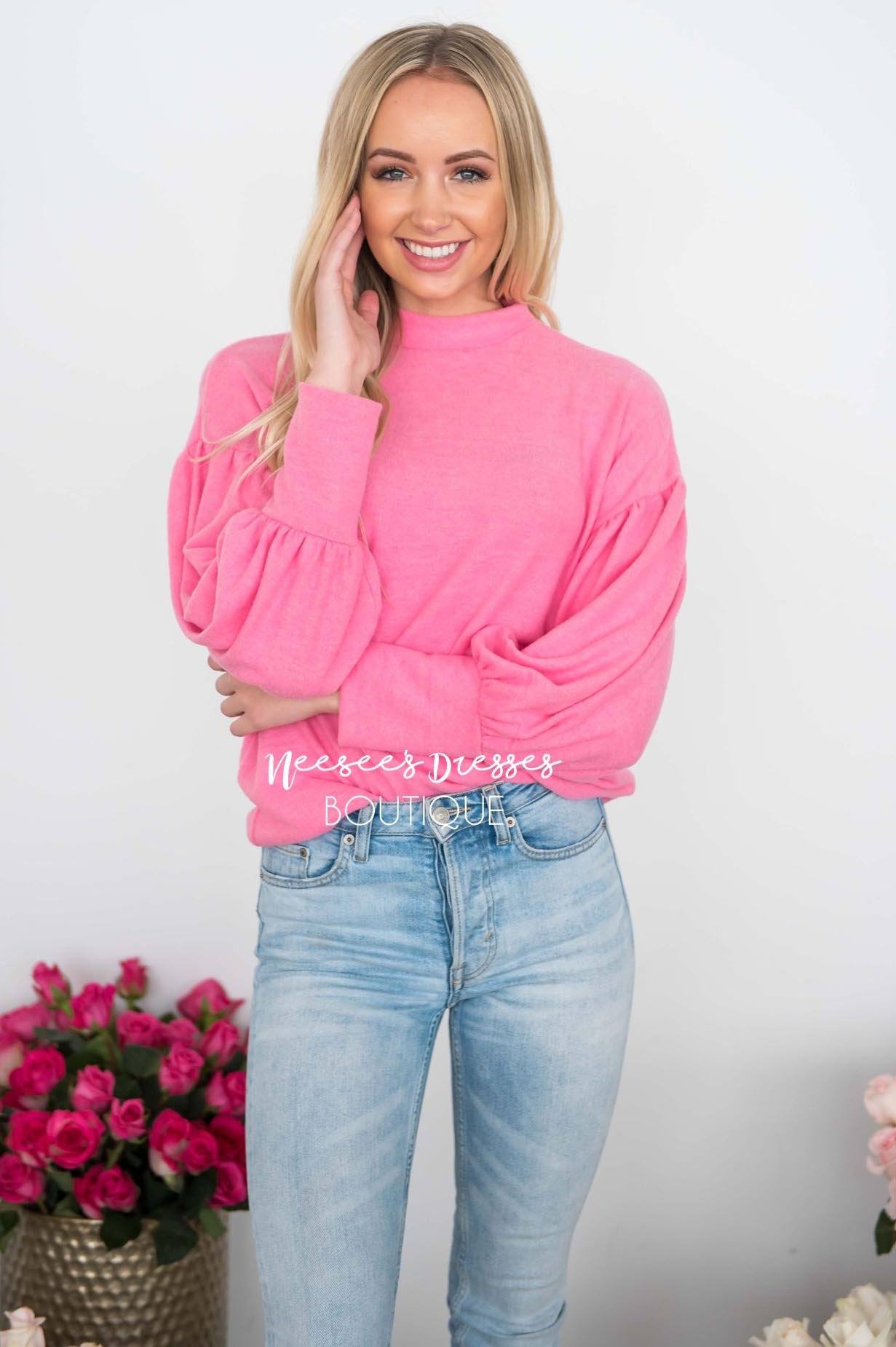 Hugs & Kisses Bubble Sleeve Sweater Tops vendor-unknown 