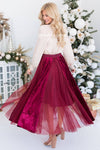 Lovely Velvet Tulle Maxi Skirt Modest Dresses vendor-unknown