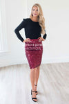 Sparkly Nights Burgundy Sequin Skirt Skirts vendor-unknown