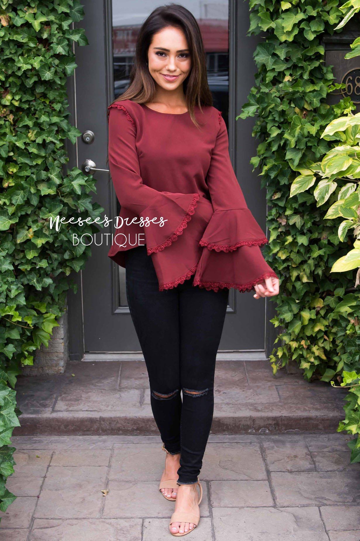 Over the Moon Bell Sleeve Top Tops vendor-unknown 