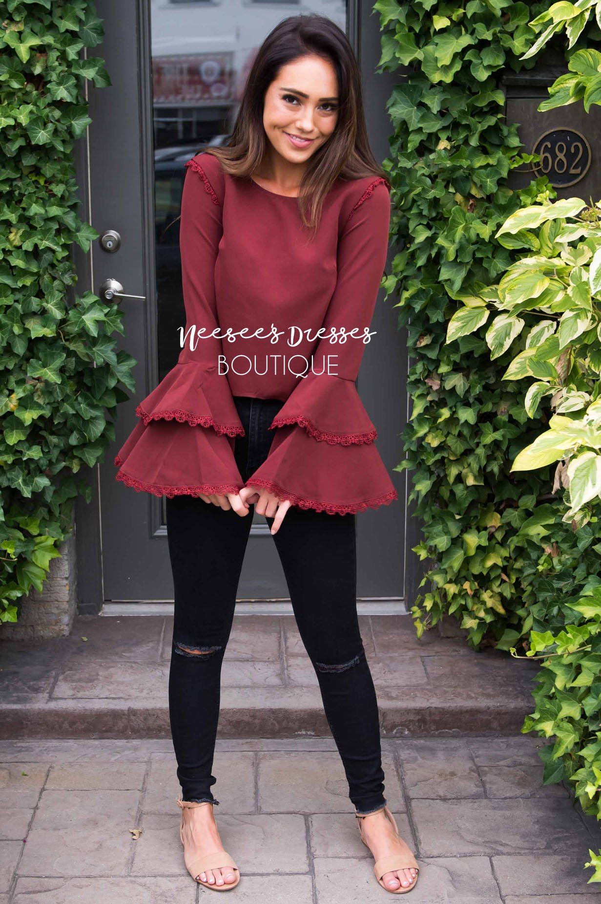 Over the Moon Bell Sleeve Top Tops vendor-unknown 