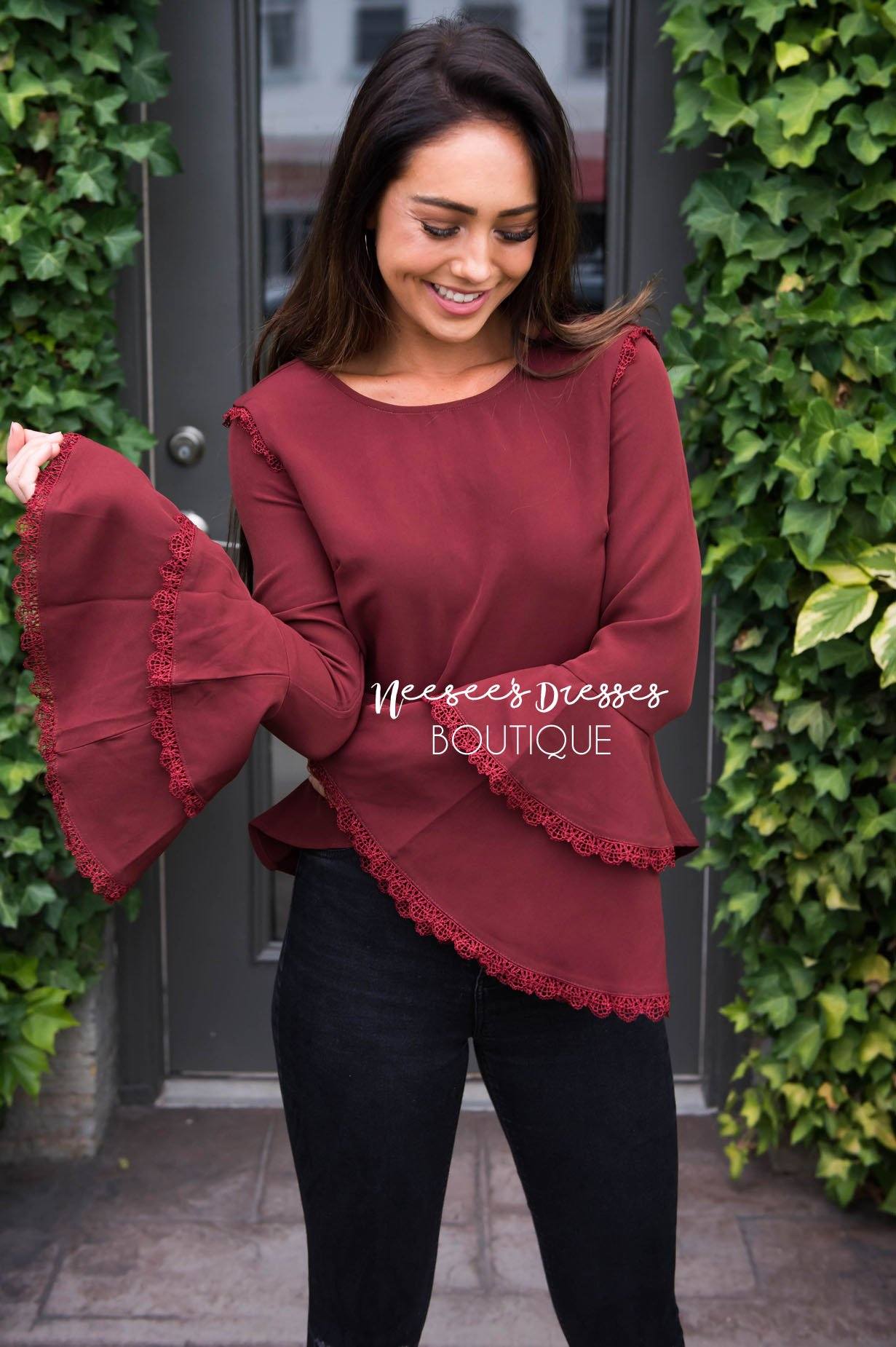 Over the Moon Bell Sleeve Top Tops vendor-unknown 
