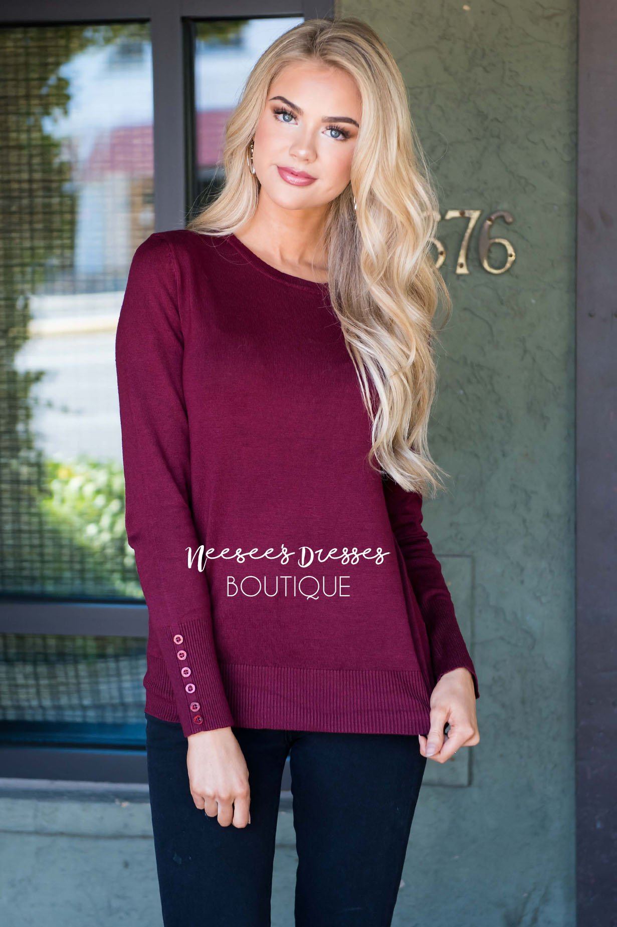 In Love with Fall Button Sleeve Sweater Tops vendor-unknown 