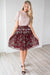 Burgundy Cluster Floral Chiffon Skirt