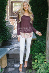 Pop of Floral Elbow Patch Sweater Tops vendor-unknown