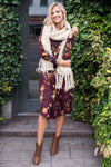 Burgundy In Bloom Long Sleeves Dress Modest Dresses vendor-unknown