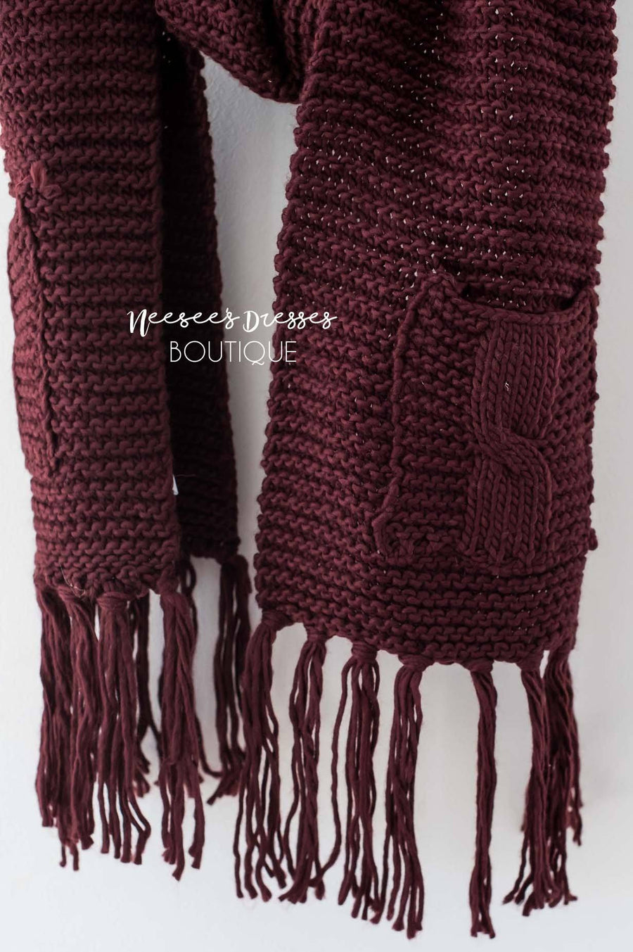 Chunky Knit Pocket Tassel Scarf Accessories & Shoes Leto Accessories 