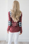 Polka Dot & Plaid Elbow Patch Top Tops vendor-unknown