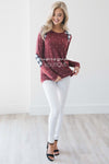 Polka Dot & Plaid Elbow Patch Top Tops vendor-unknown
