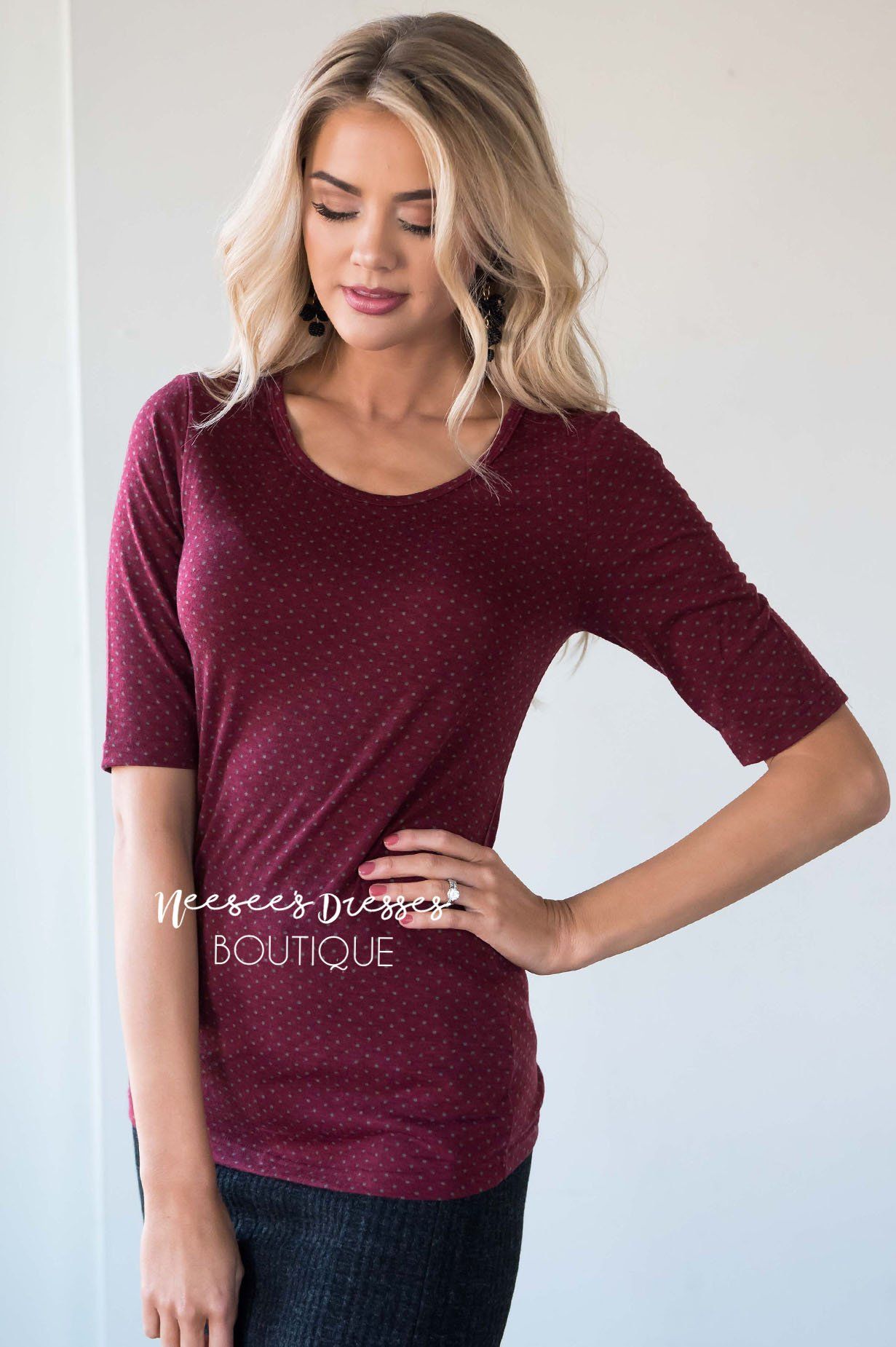 Polka Dot Half Sleeve Top Tops vendor-unknown 