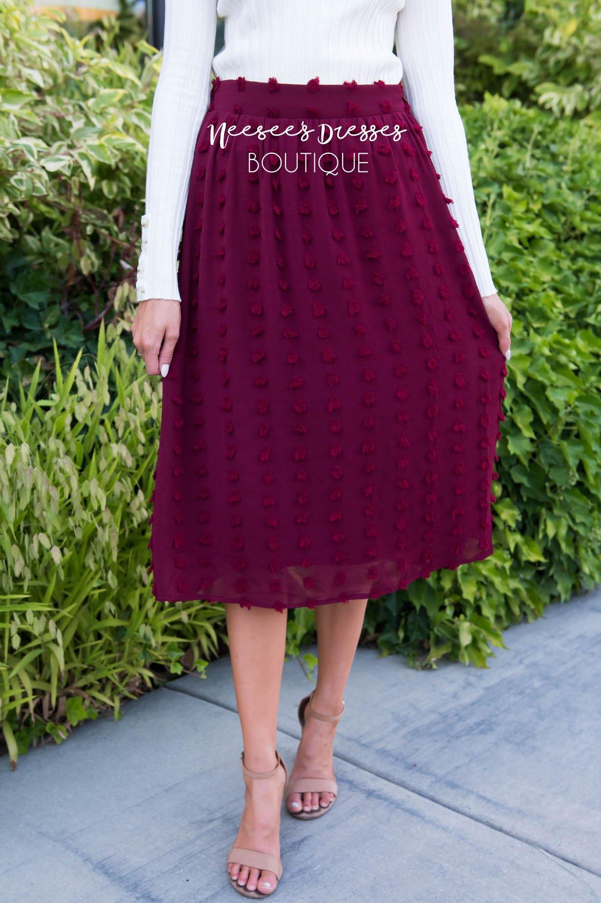 Burgundy Swiss dot Skirt Skirts vendor-unknown 
