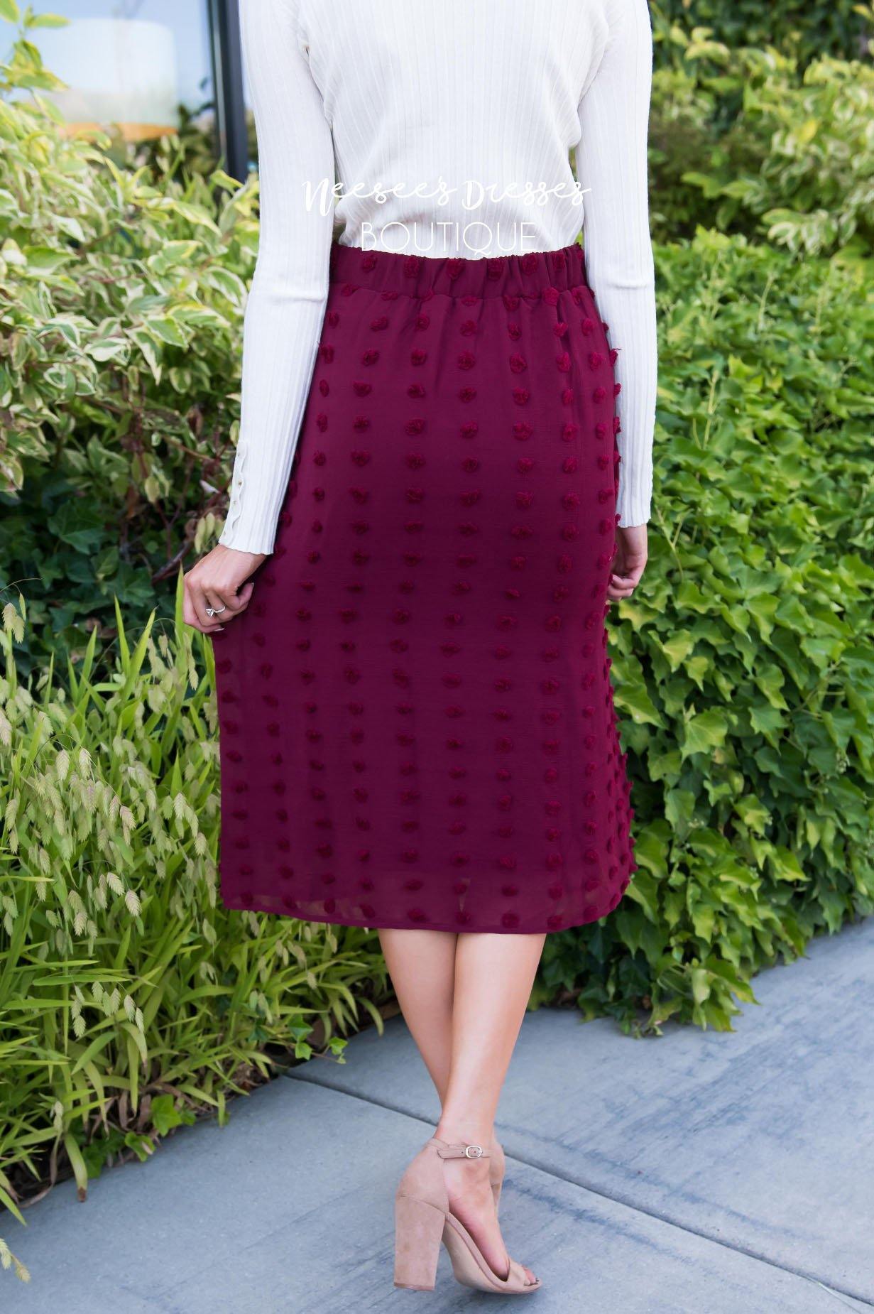 Burgundy Swiss dot Skirt Skirts vendor-unknown 