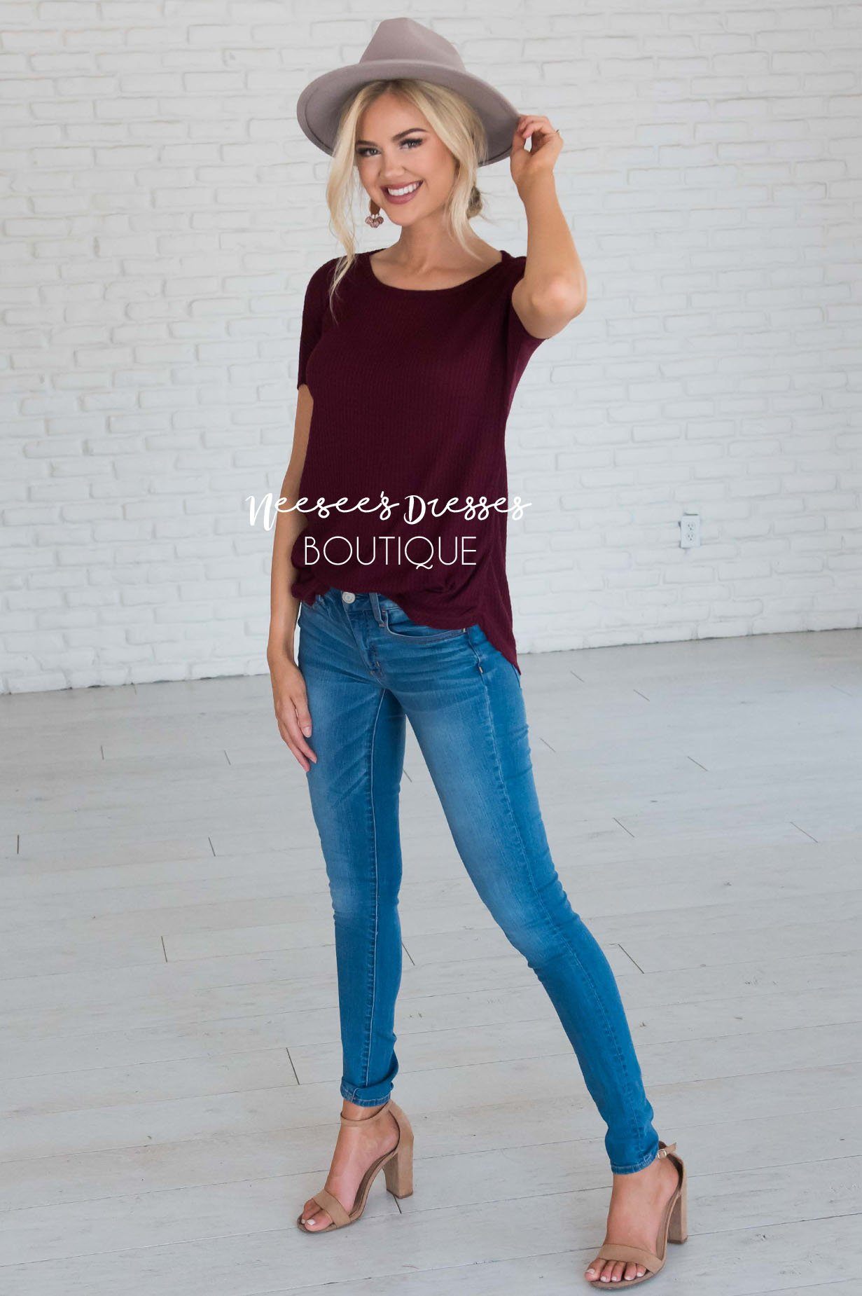 Dream Chaser Short Sleeve Thermal Top Modest Dresses vendor-unknown 