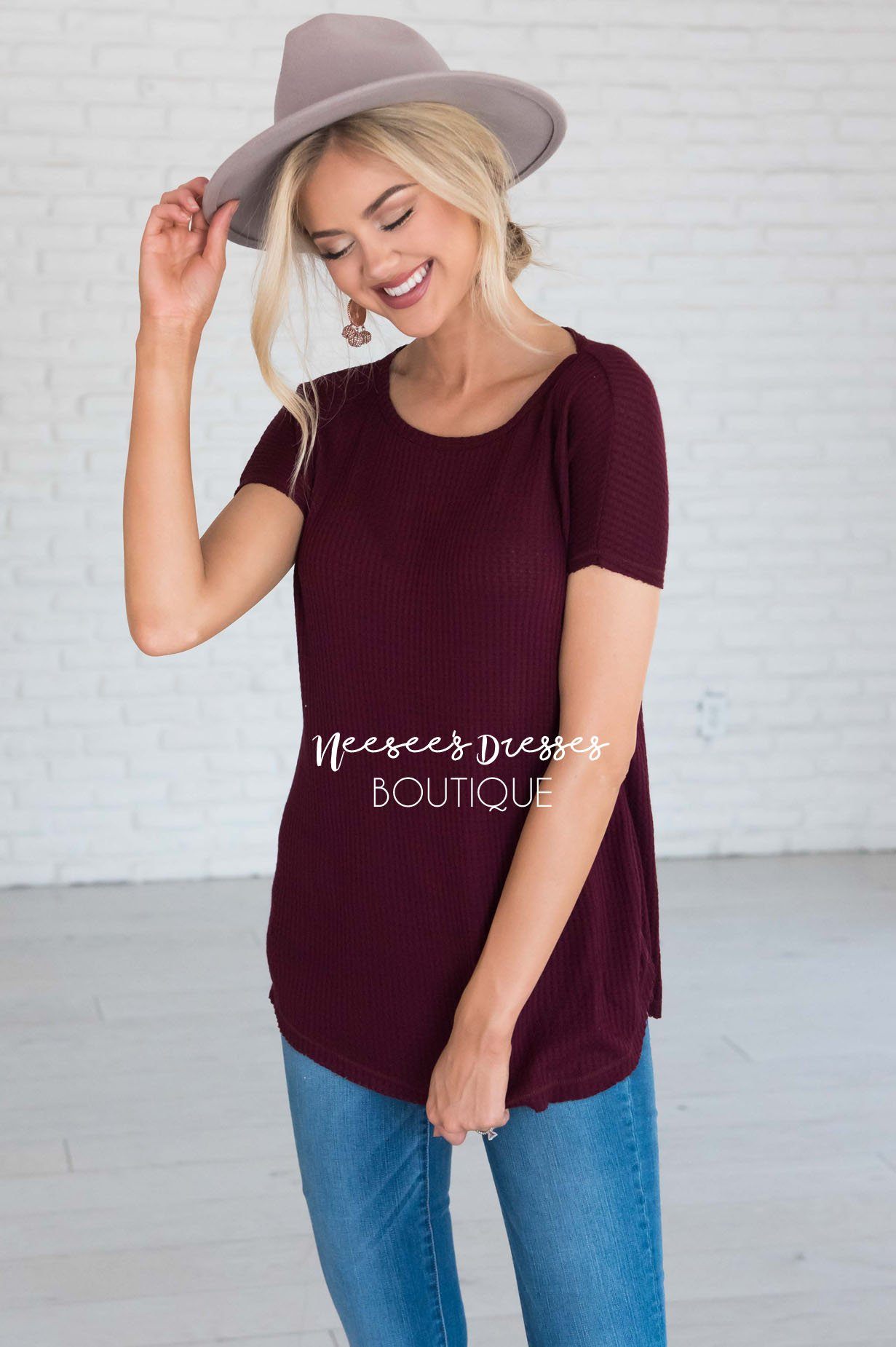 Dream Chaser Short Sleeve Thermal Top Modest Dresses vendor-unknown 