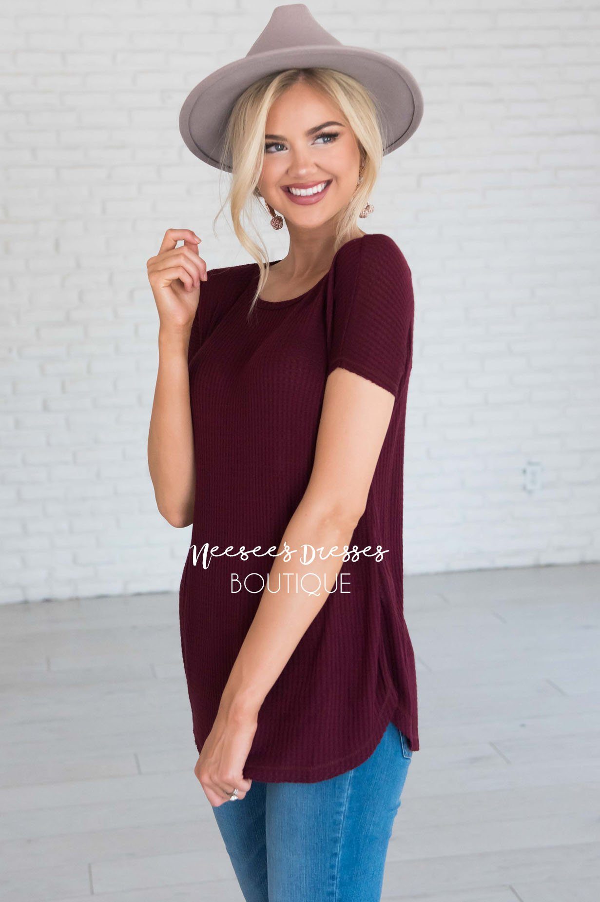 Dream Chaser Short Sleeve Thermal Top Modest Dresses vendor-unknown 