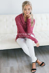Textured Burgundy Cowl Neck Sweater Tops vendor-unknown