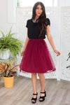 Burgundy Tulle Aline Skirt Skirts vendor-unknown