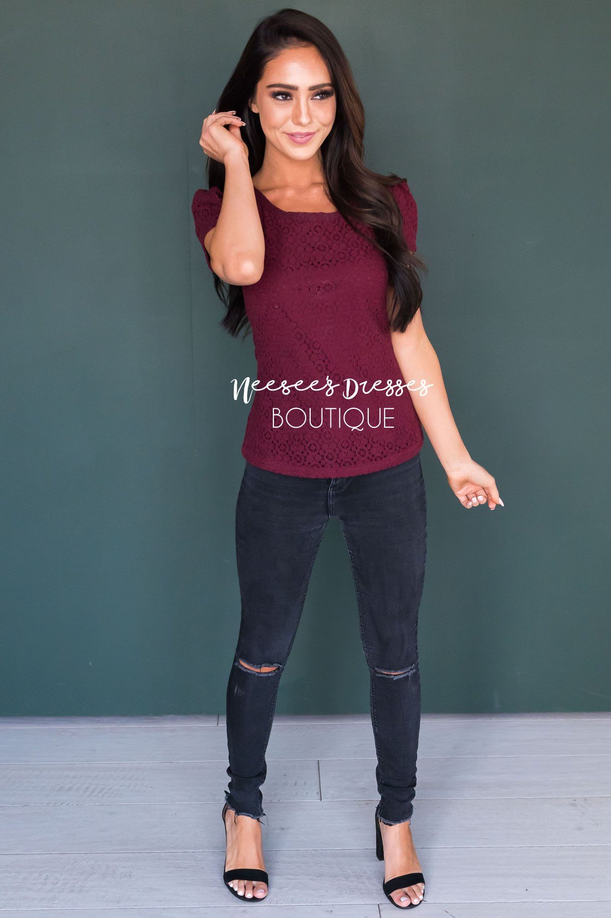 Eyelet Lace Blouse Tops vendor-unknown 