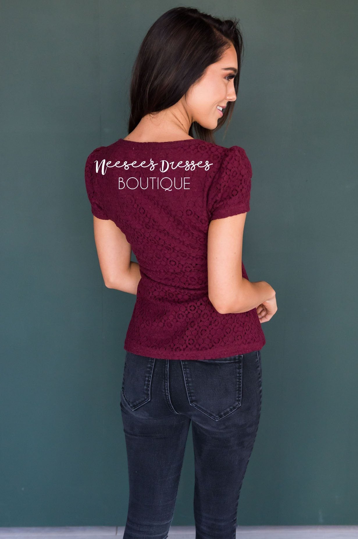 Eyelet Lace Blouse Tops vendor-unknown 