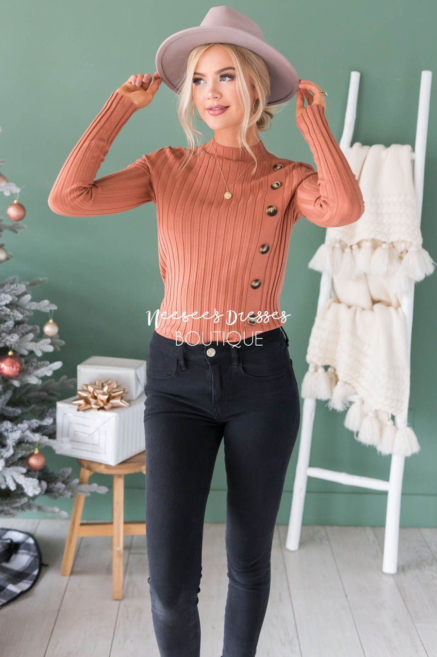 Button Up Ribbed Sweater