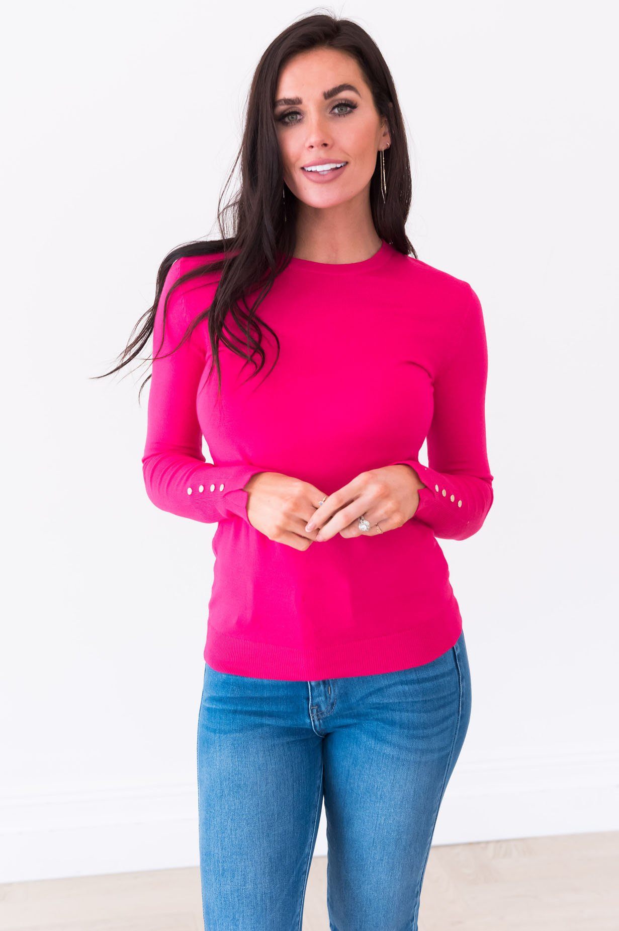 All About The Details Modest Sweater Tops vendor-unknown 