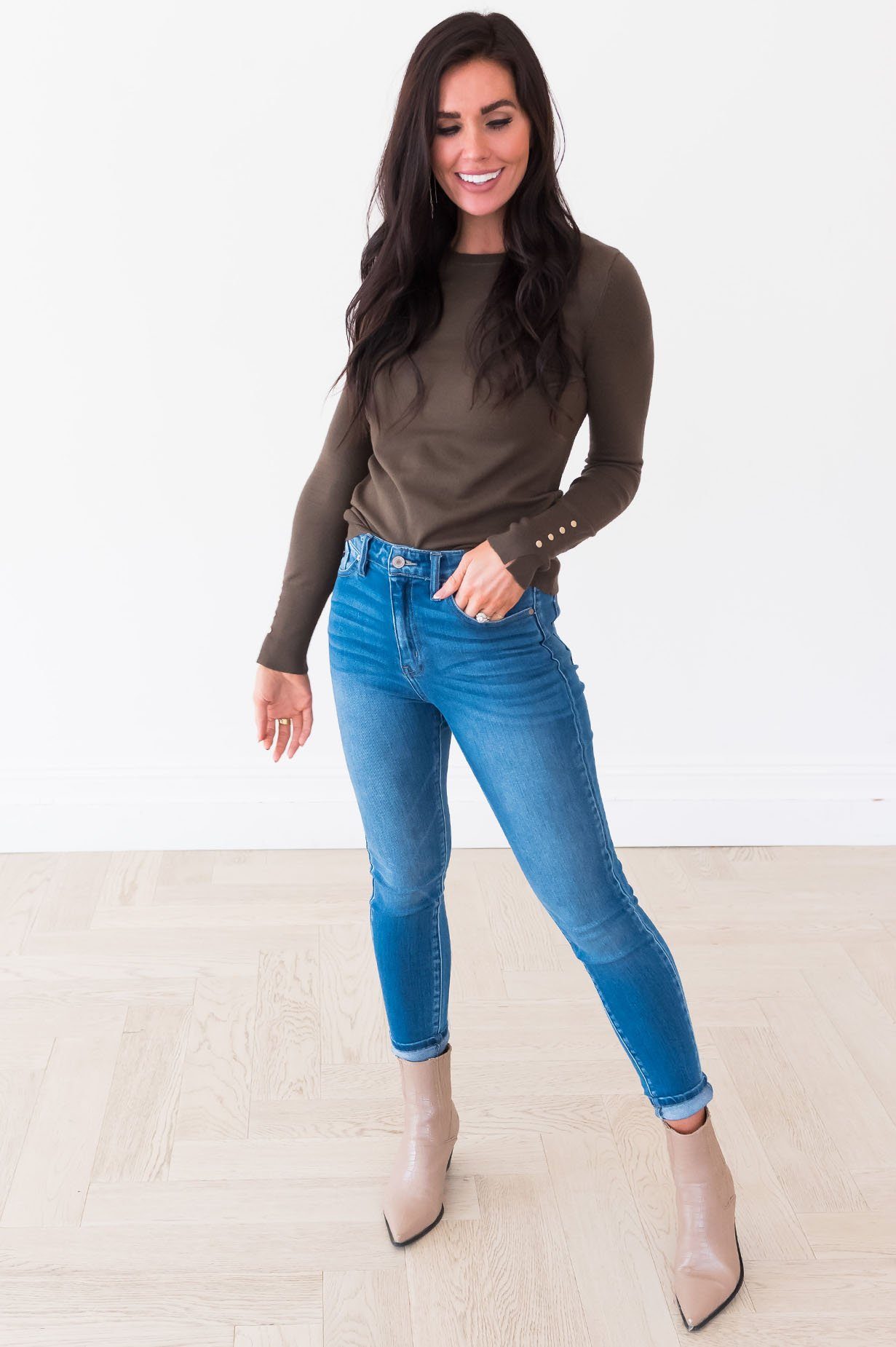 All About The Details Modest Sweater Tops vendor-unknown 