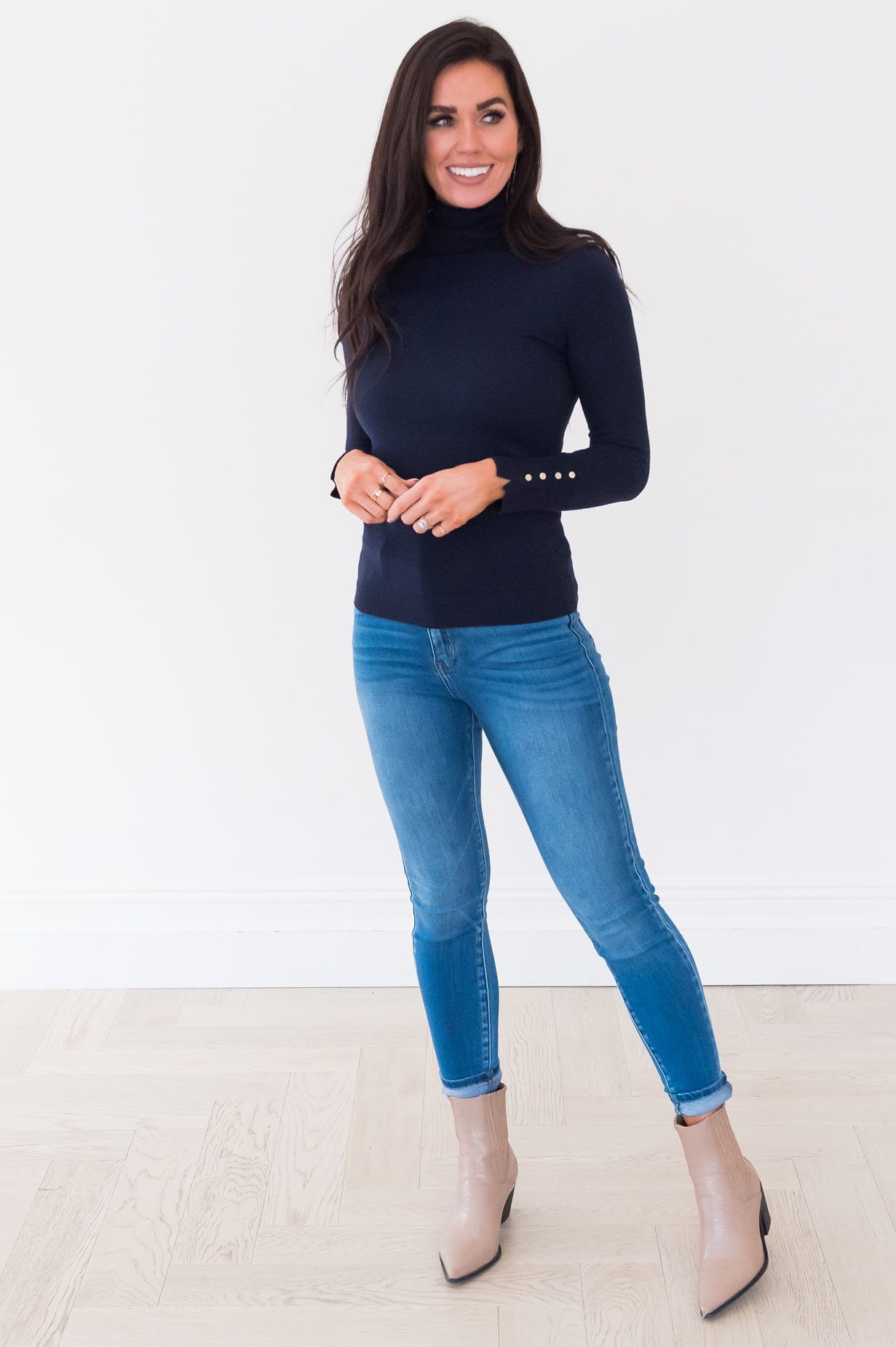 All About The Details Modest Turtleneck Tops vendor-unknown 