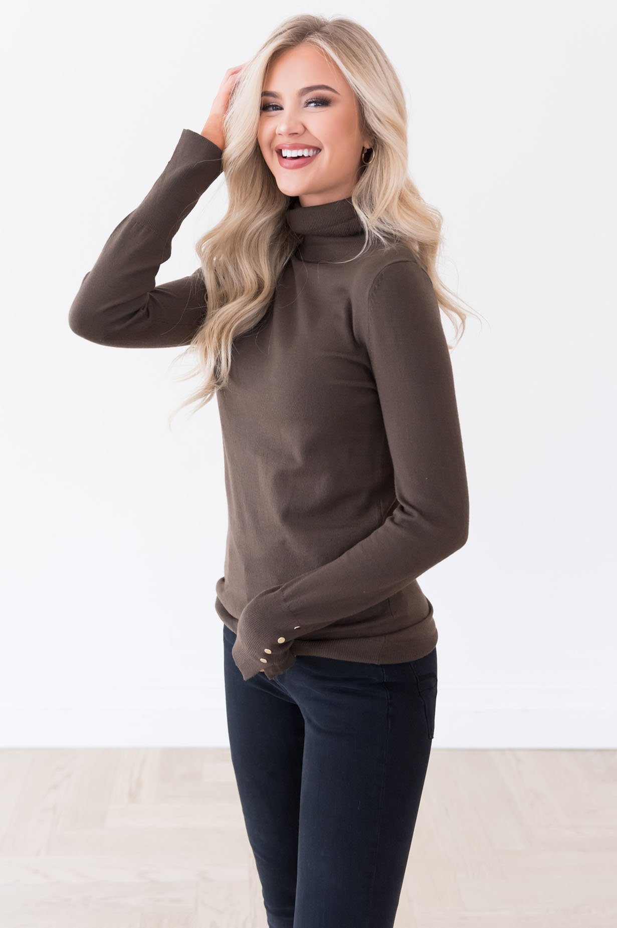 All About The Details Modest Turtleneck Tops vendor-unknown 