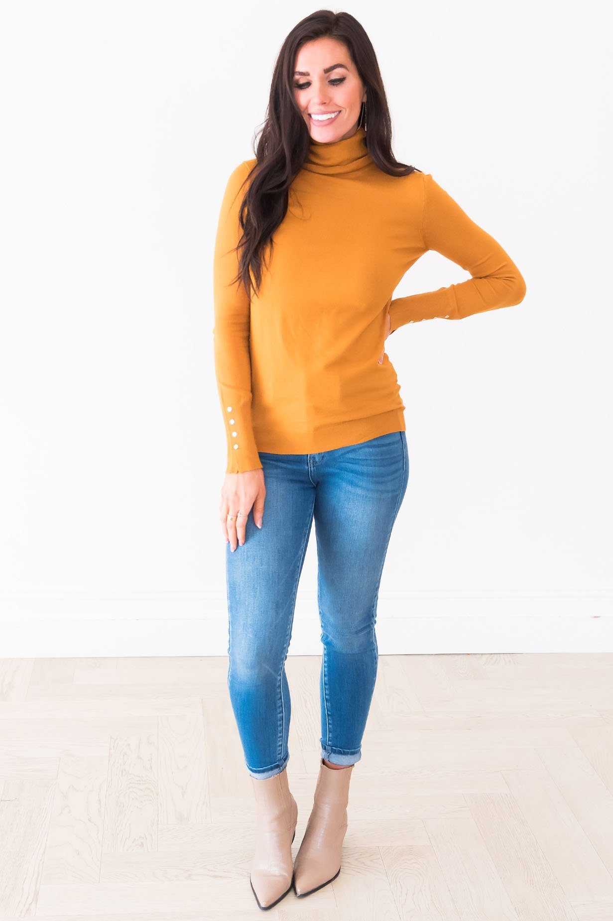 All About The Details Modest Turtleneck Tops vendor-unknown 