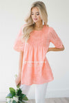 Baby Doll Eyelet Embroidered Top Tops vendor-unknown S Coral