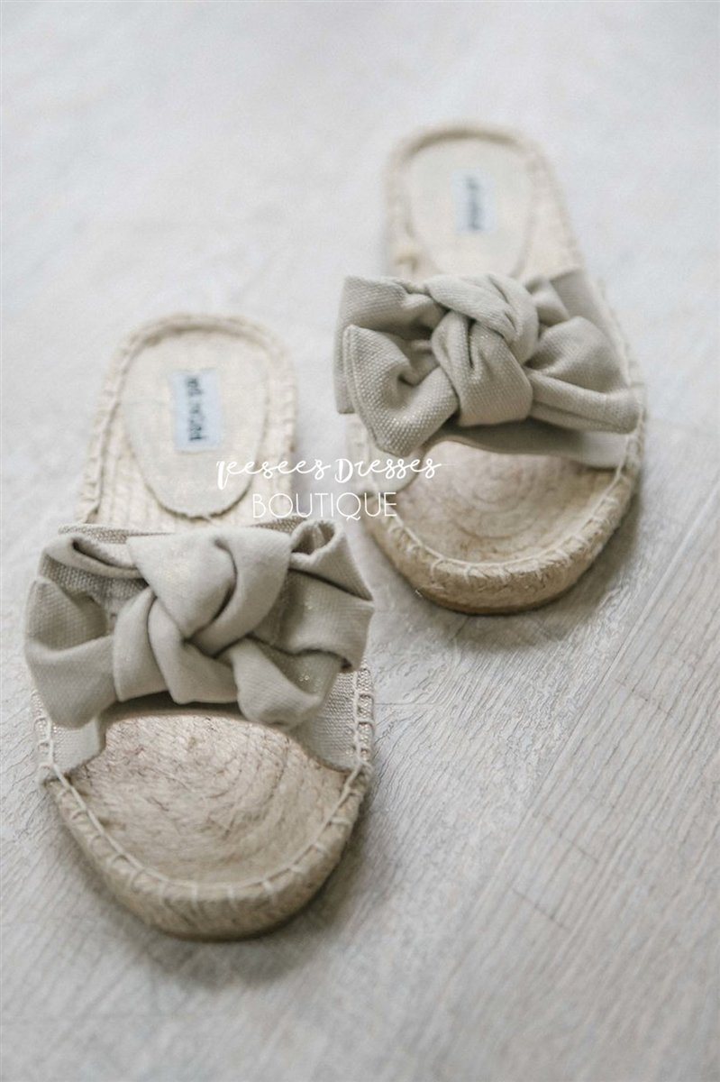 Erra Bow Detail Slides Accessories & Shoes vendor-unknown Natural 6 