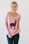 Pink Sequin Reindeer Sweater Tops vendor-unknown Pink S 